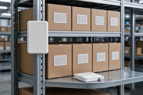 RFID 仓储应用场景：贴标纸箱、超高频板状天线与固定式读写器